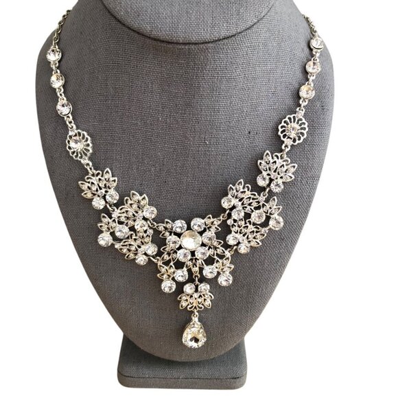 Teardrop Marquise Radiant Rhinestone Cut Drop Necklace - Bridgerton Regency Core - Picture 1 of 7